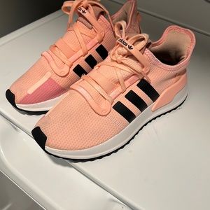 Adidas pink, black, & white shoes. Good condition & well taken care of